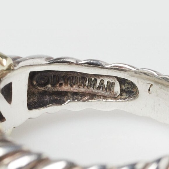 David Yurman 14K Gold Sterling Silver and Blue Topaz Capri Cocktail Ring Size 6 - Picture 5 of 5